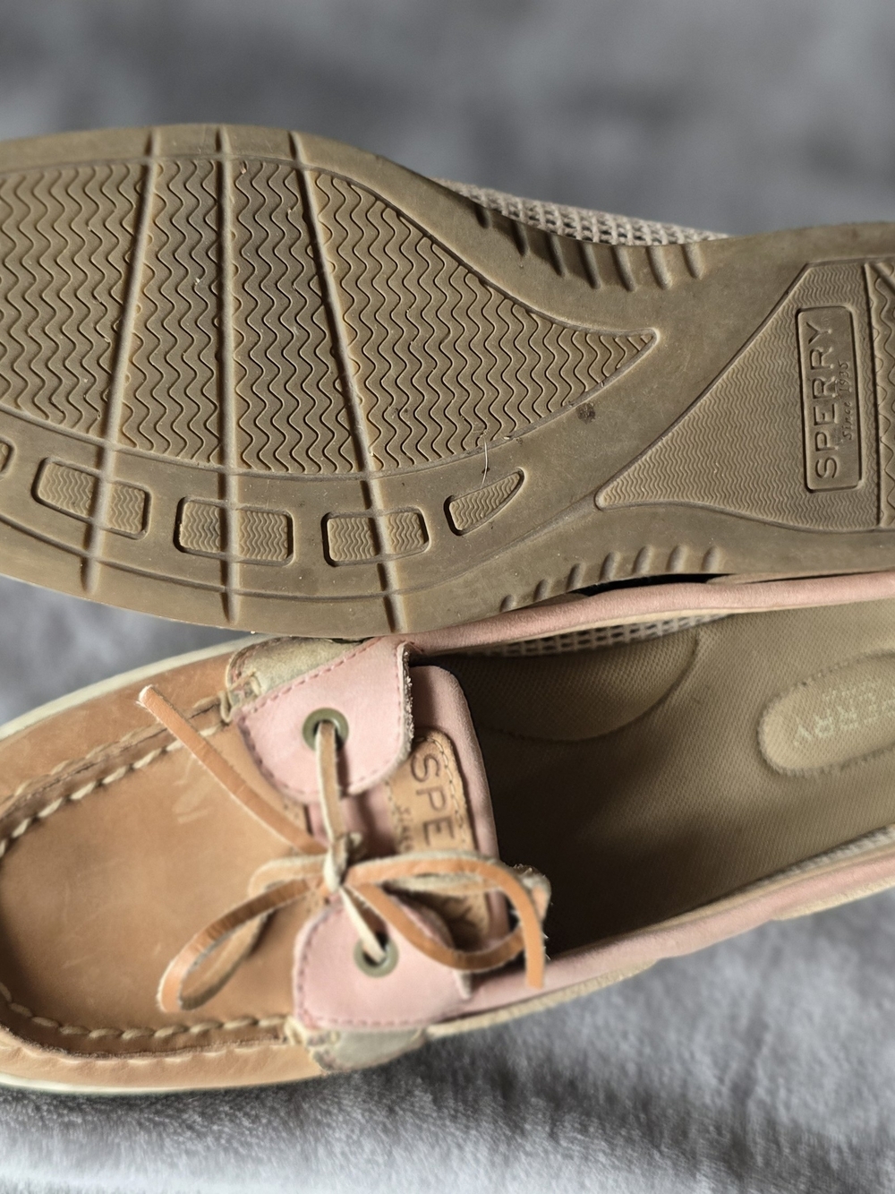 Sperry Top-Sider Angelfish Tan & Blush Pink Boat Shoes (Size 9.5)